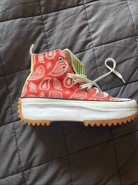 Converse Red Paisley Platform High-Top Sneakers with Gum Lug Sole